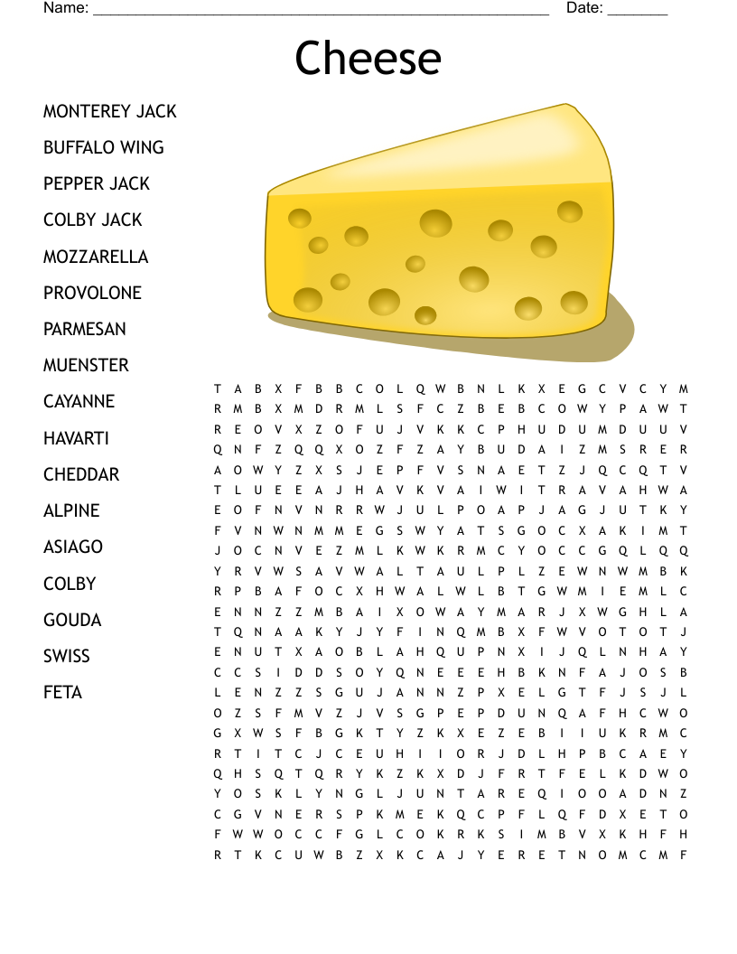 Cheeses Crossword WordMint Cheeses Crossword WordMint