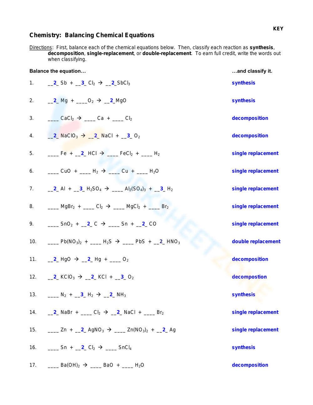 balancing chemical equations chemistry worksheet balancing chemical equations chemistry worksheet