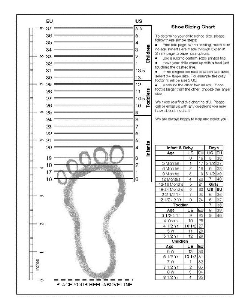 Children s Shoe Size Measurement Chart Deals Children s Shoe Size Measurement Chart Deals