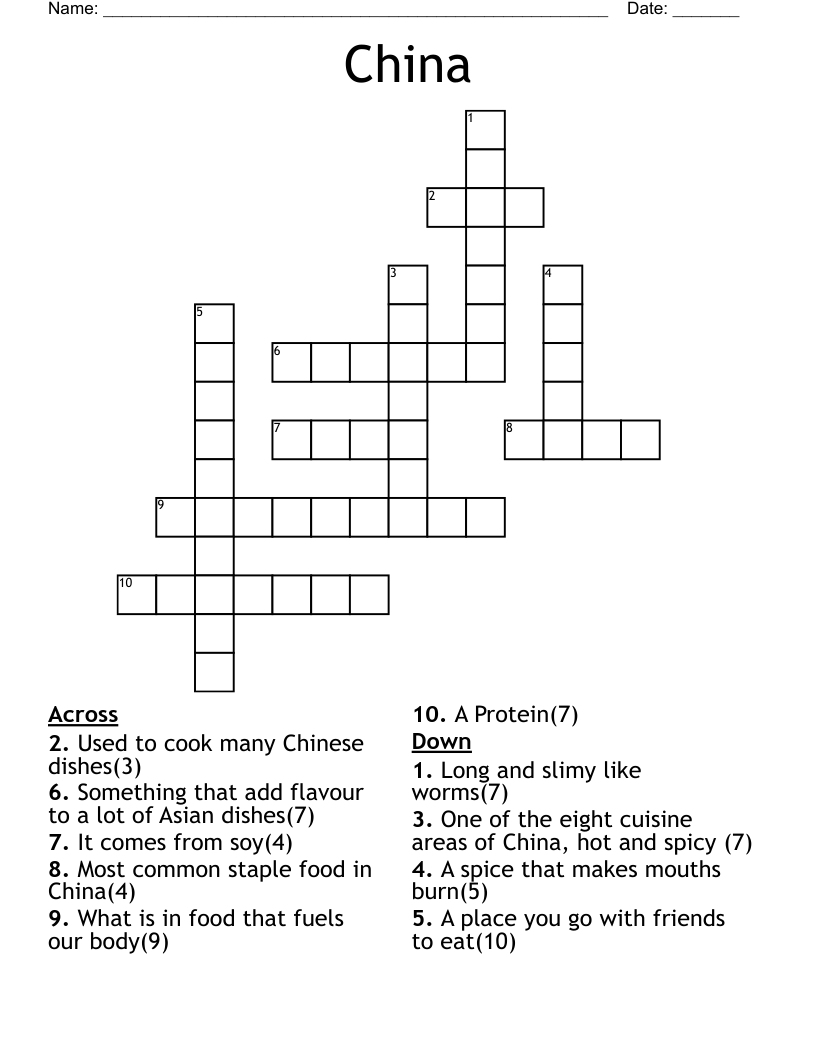 China Crossword WordMint China Crossword WordMint