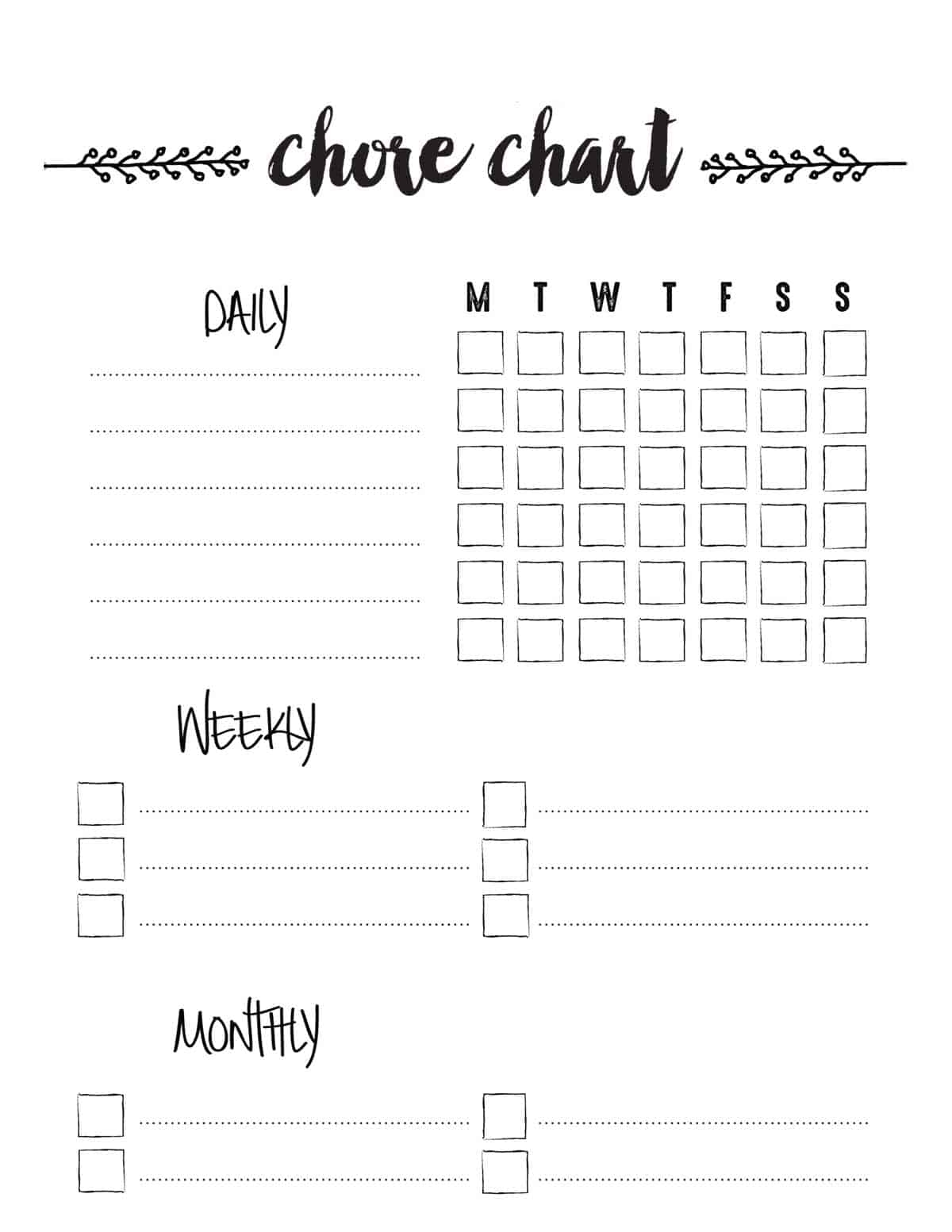 printable chore chart template printable chore chart template