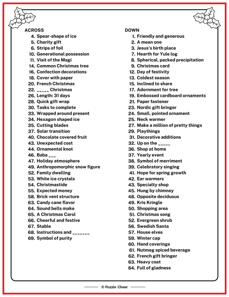 Christmas Crossword 3 From The Christmas Puzzle Book Puzzle Cheer Christmas Crossword 3 From The Christmas Puzzle Book Puzzle Cheer