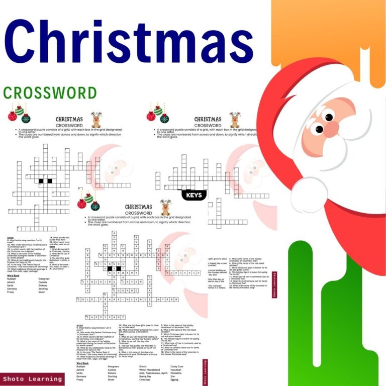 Christmas Crossword Puzzle Pack Fun Engaging Holiday Activity
