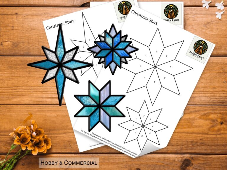 Christmas Stars Stained Glass Pattern Christmas Star Suncatcher DIY Stained Glass Patterns Digital Download PDF PNG Pattern Etsy