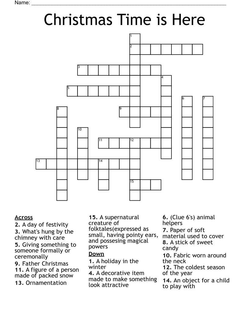 Christmas Time Is Here Crossword WordMint Christmas Time Is Here Crossword WordMint