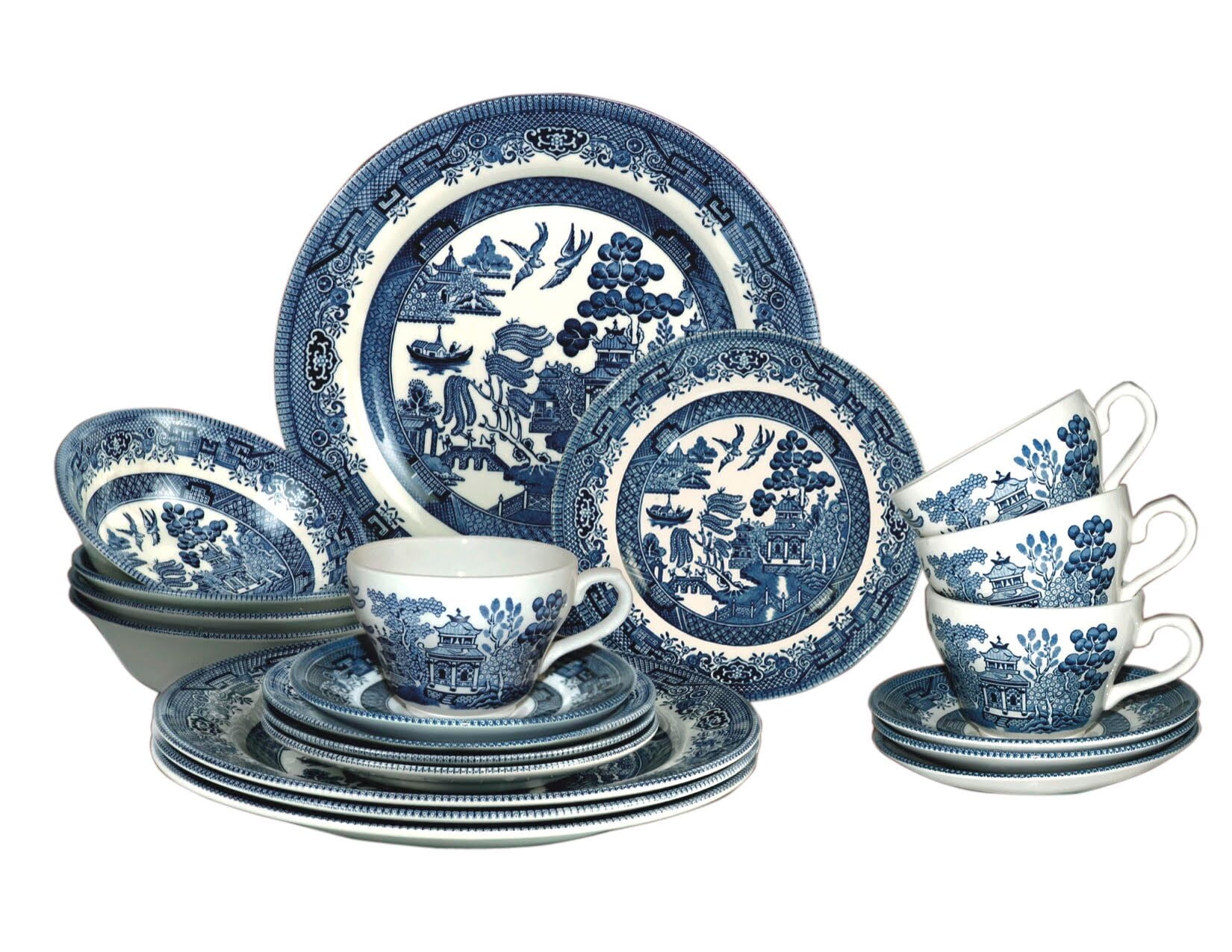 Churchill Blue Willow 20 Piece Dinnerware Set Plates Bowls Cups For Dining Room Made In England Walmart Churchill Blue Willow 20 Piece Dinnerware Set Plates Bowls Cups For Dining Room Made In England Walmart