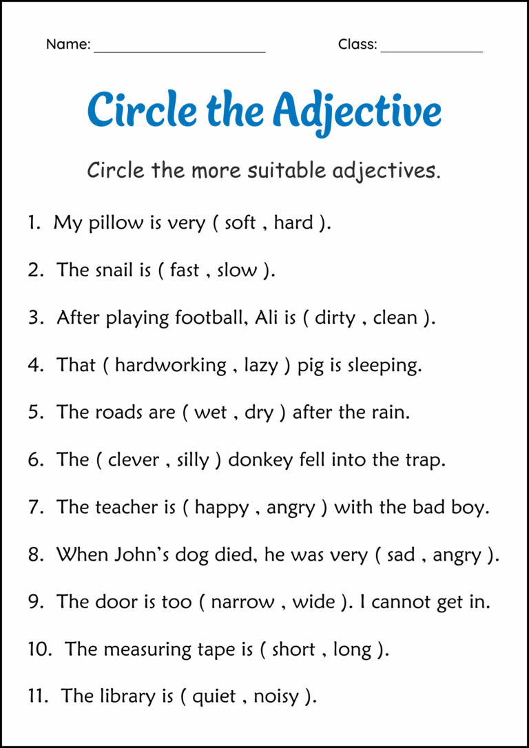Circle The Adjectives Grammar Worksheets 2nd And 3rd Grade Made By Teachers