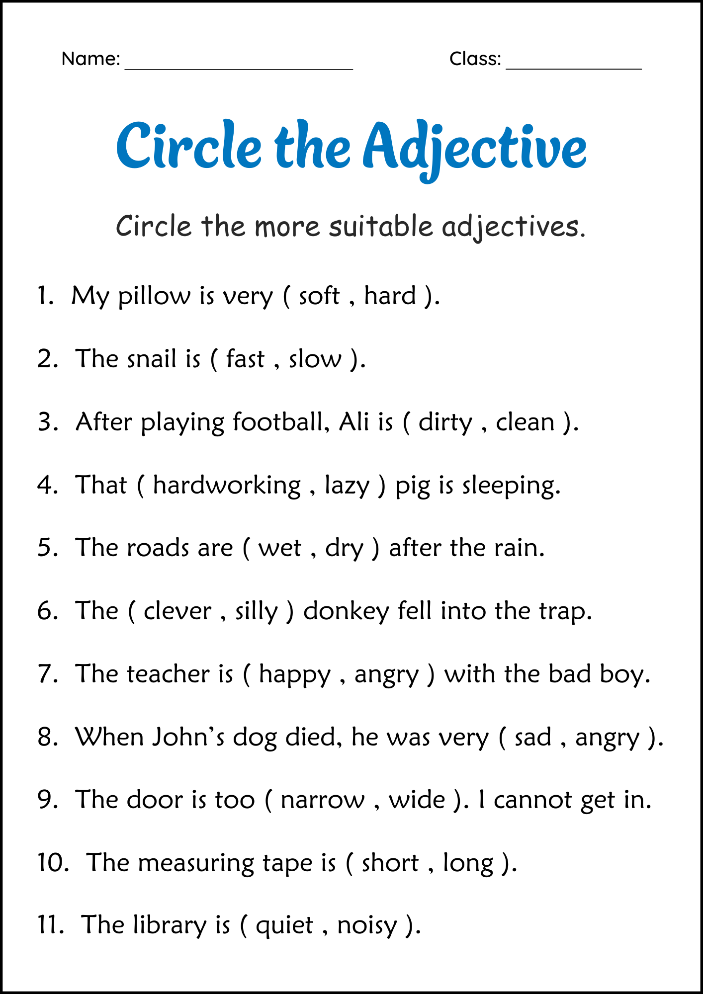 Circle The Adjectives Grammar Worksheets 2nd And 3rd Grade Made By Teachers Circle The Adjectives Grammar Worksheets 2nd And 3rd Grade Made By Teachers