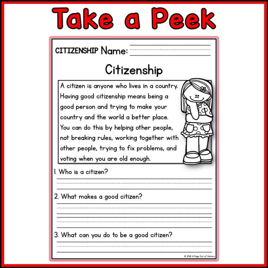 Citizenship Social Studies Reading Comprehension Passages K 2 Made By Teachers Citizenship Social Studies Reading Comprehension Passages K 2 Made By Teachers