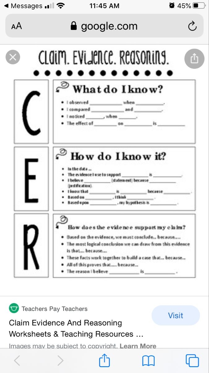 Claim Evidence And Reasoning Worksheets Teaching Resources TpT Claim Evidence And Reasoning Worksheets Teaching Resources TpT
