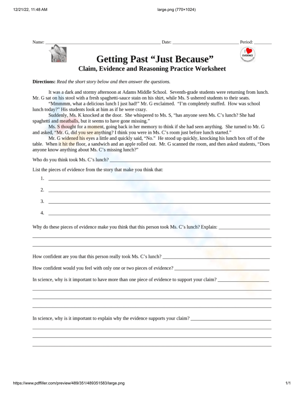 Claim Evidence Reasoning Worksheets Printable Claim Evidence Reasoning Worksheets Printable