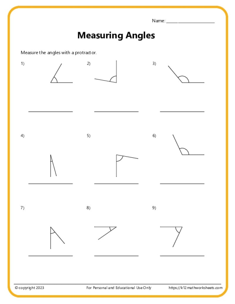 measuring angles with a protractor worksheet