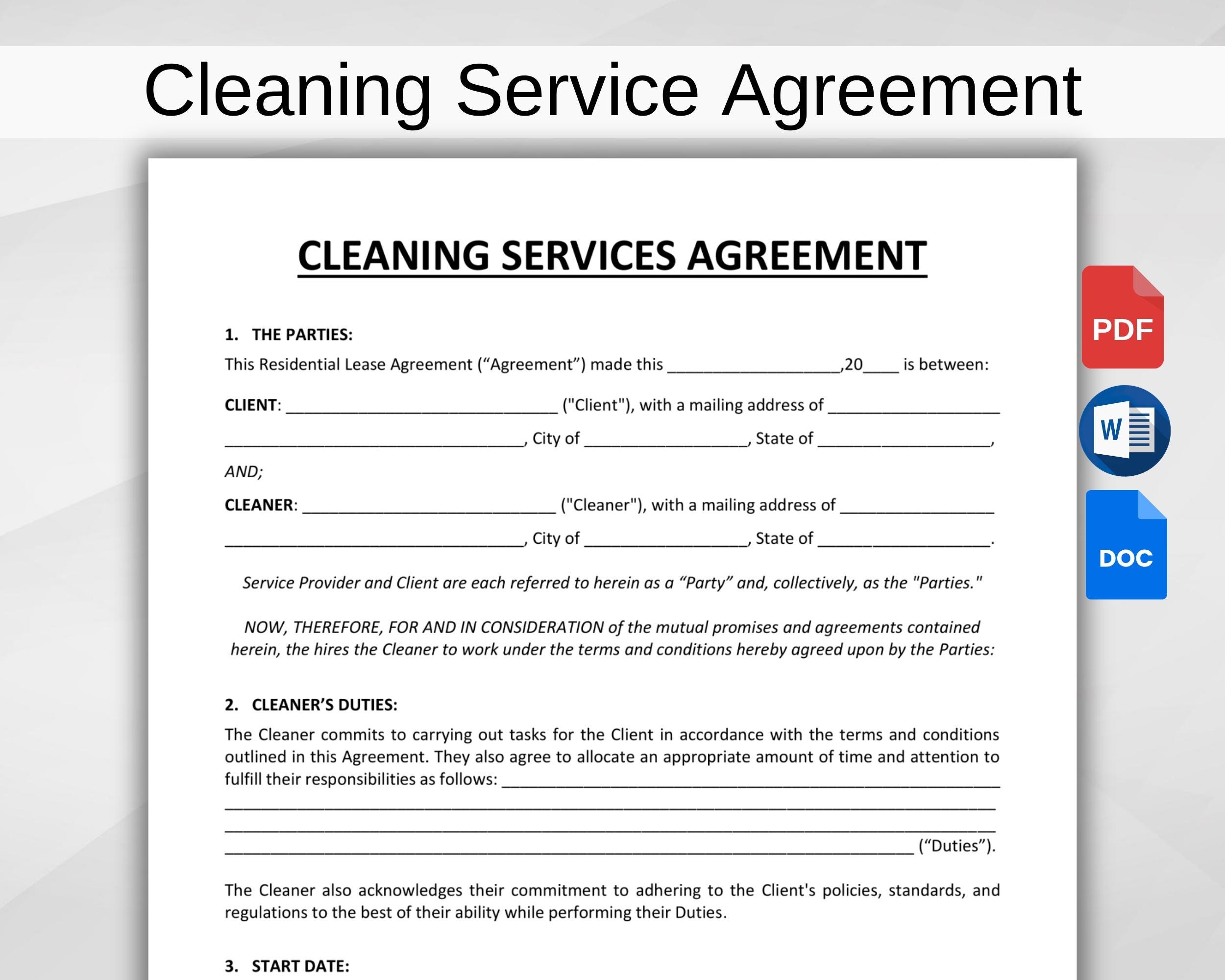 Cleaning Service Agreement Template Printable Cleaning Business Forms Editable Cleaning Service Contract Housekeeper Contract WORD PDF Etsy Cleaning Service Agreement Template Printable Cleaning Business Forms Editable Cleaning Service Contract Housekeeper Contract WORD PDF Etsy