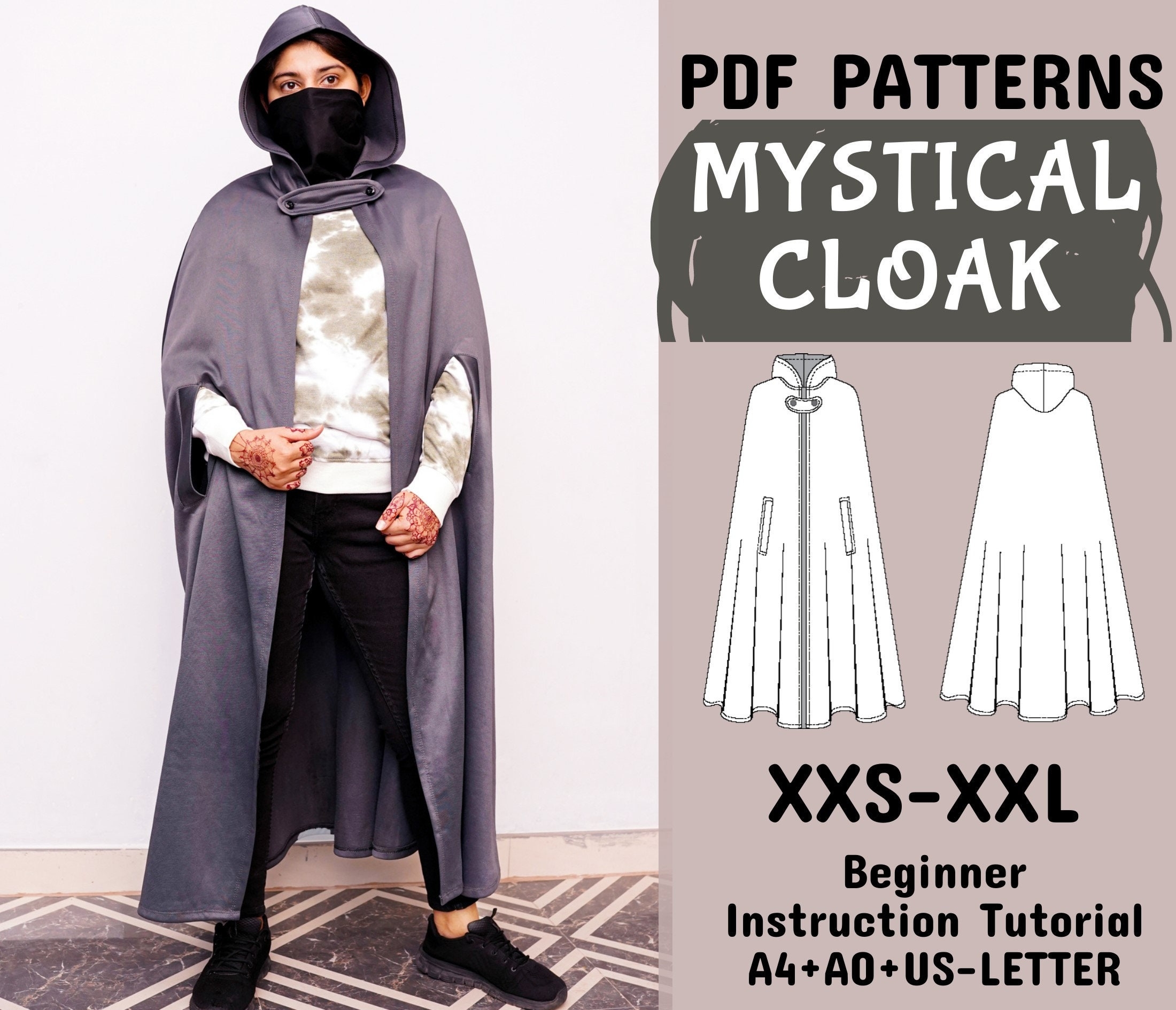 Cloak With Hood Sewing Patterns Halloween Sewing Medieval Dress Superhero Coat Hooded Cloak Fantasy Costume Gown Dress PDF Patterns Etsy