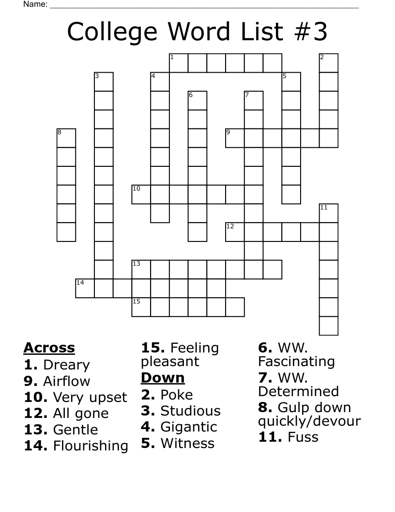 College Word List 3 Crossword WordMint College Word List 3 Crossword WordMint