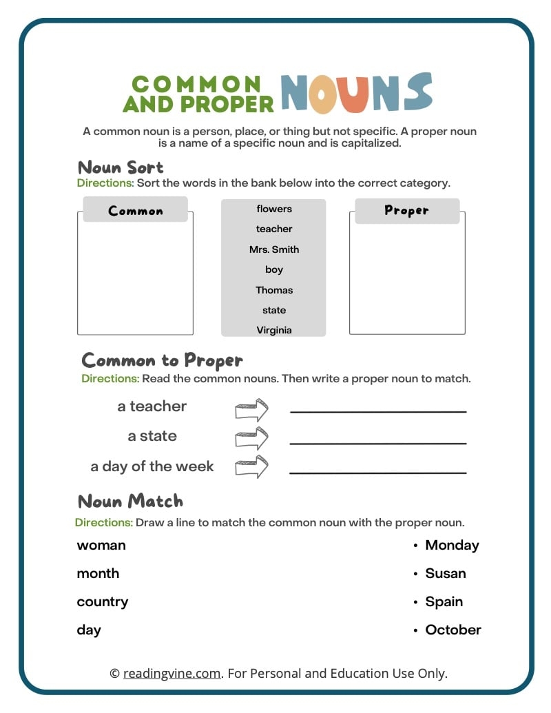Common And Proper Nouns Worksheets Definitions And Examples ReadingVine Common And Proper Nouns Worksheets Definitions And Examples ReadingVine