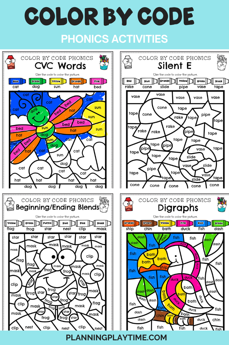 Complete Phonics Color By Code Worksheets From CVC To Diphthongs Planning Playtime Complete Phonics Color By Code Worksheets From CVC To Diphthongs Planning Playtime