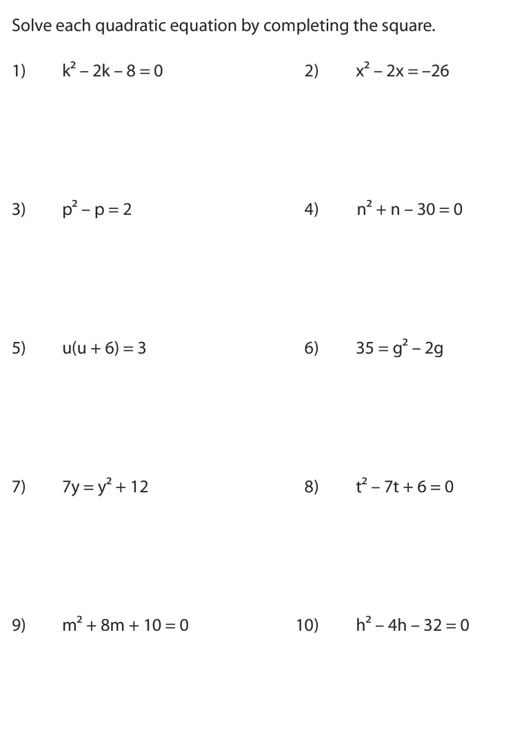 Completing The Square Formula How To Solve Equation Example Steps Completing The Square Formula How To Solve Equation Example Steps