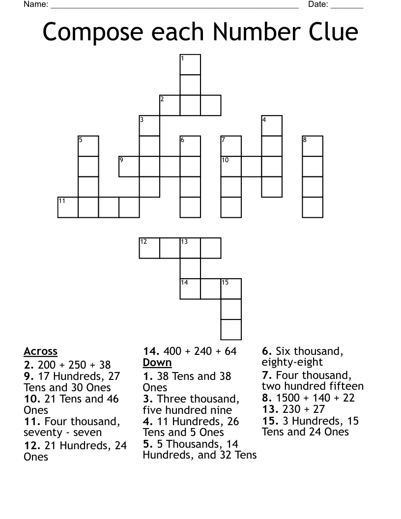 Compose Each Number Clue Crossword WordMint Compose Each Number Clue Crossword WordMint