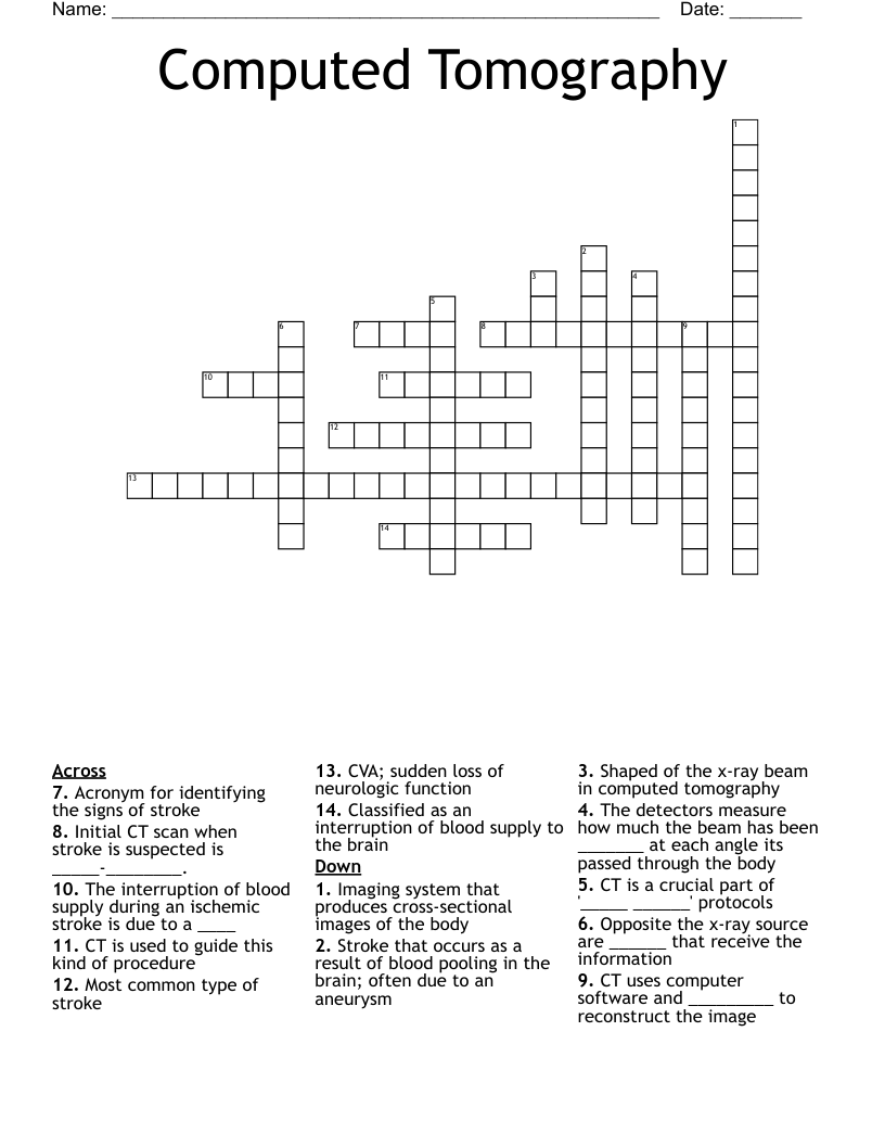 Computed Tomography Crossword WordMint Computed Tomography Crossword WordMint