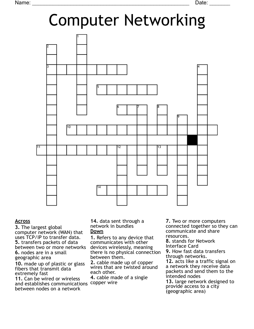 Computer Networking Crossword WordMint