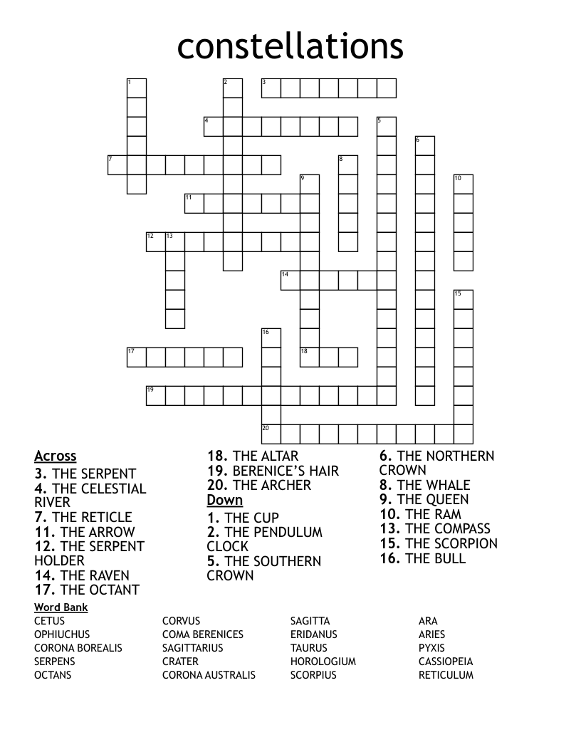 Constellations Crossword WordMint