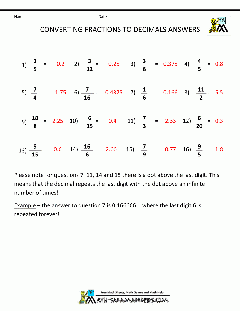 Convert Fractions To Decimal Convert Fractions To Decimal
