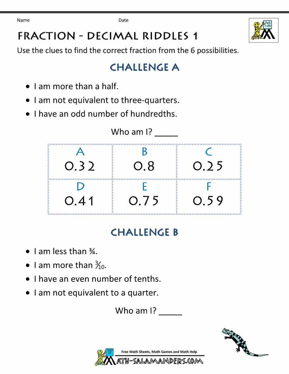 converting fractions and decimals worksheet