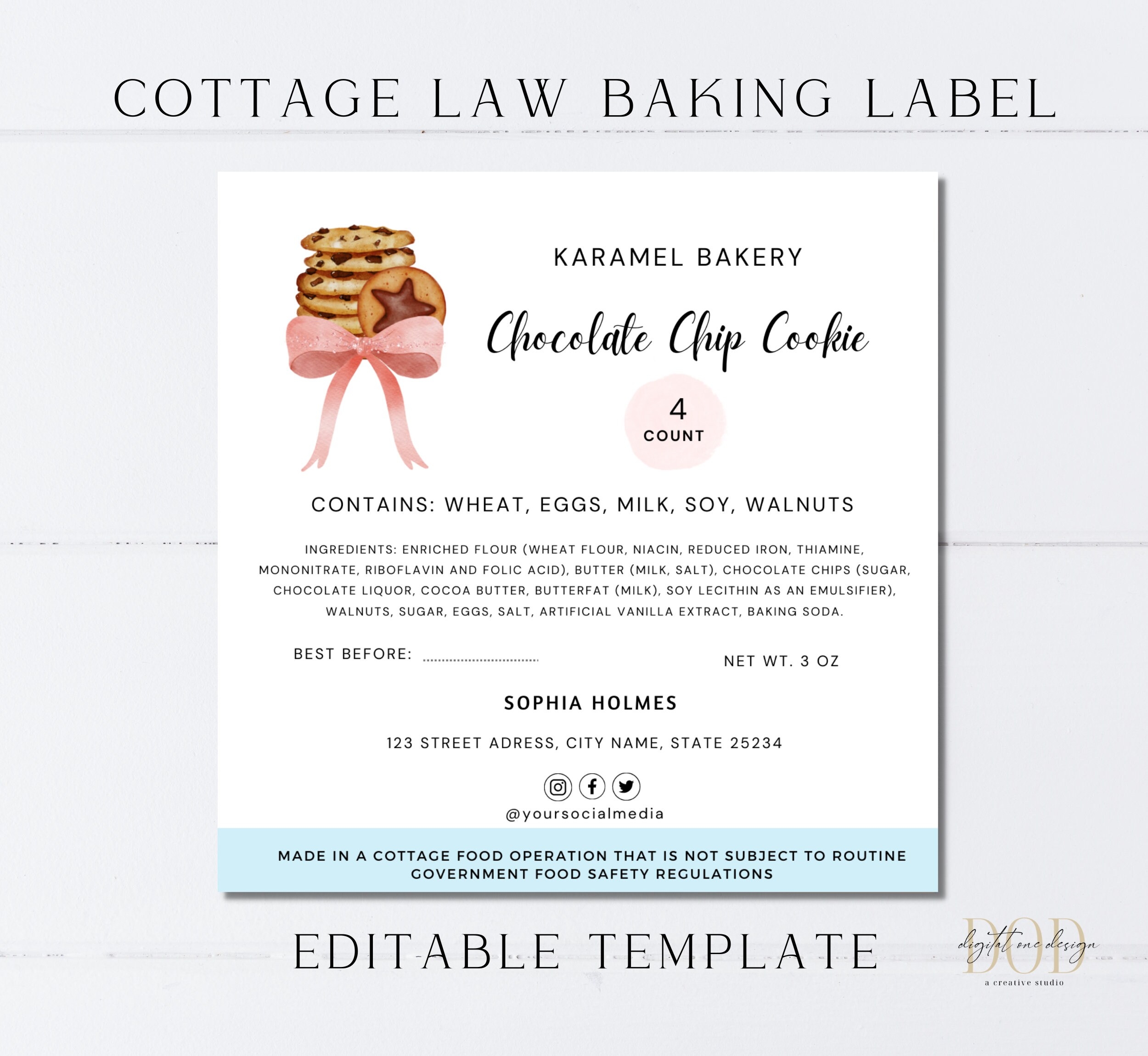 Cottage Bakery Labels FREE Printable Cottage Food Label Template Printable Labels Baked Goods Cottage Bakery Labels FREE Printable Cottage Food Label Template Printable Labels Baked Goods