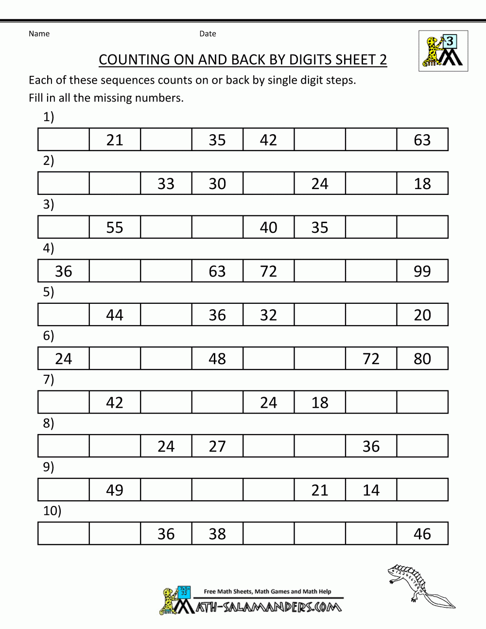 Counting On And Back Worksheets 3rd Grade Counting On And Back Worksheets 3rd Grade