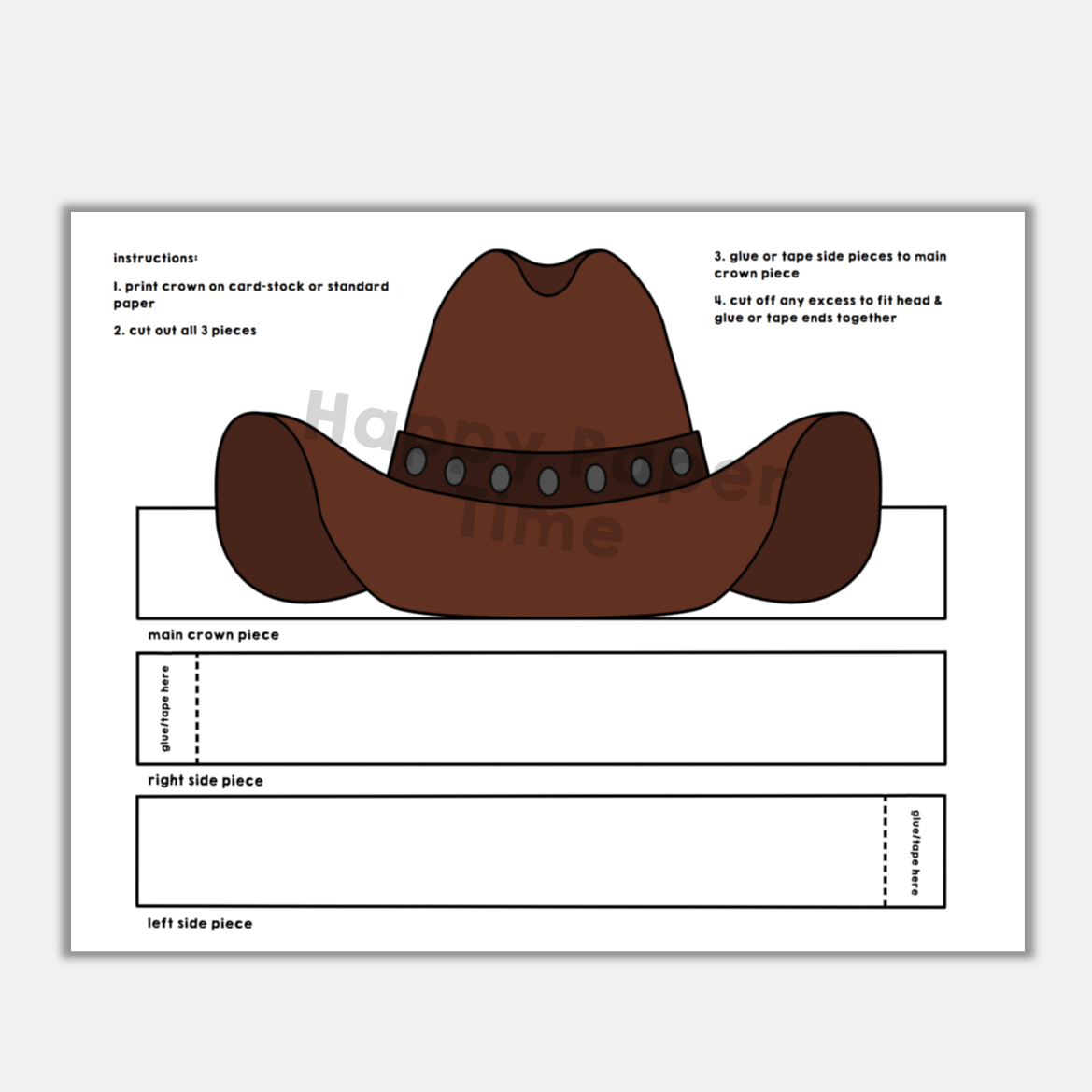 Cowboy Hat Paper Crown Printable Wild West Costume Craft Activity For Kids Made By Teachers