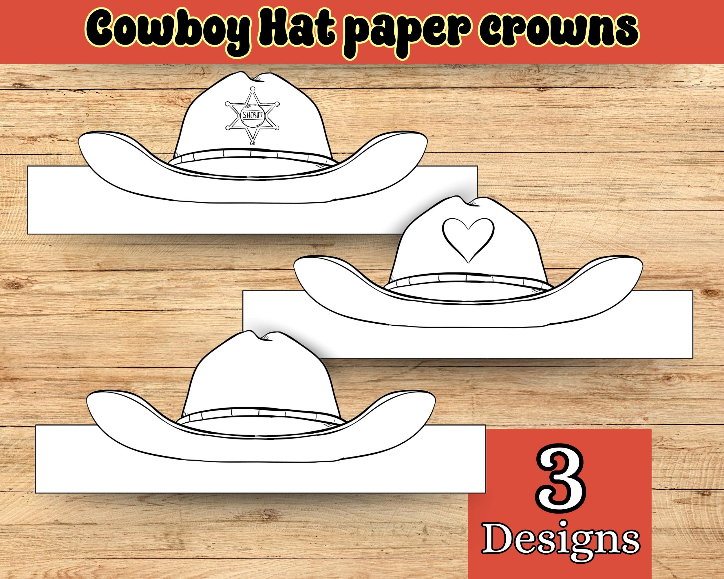 Cowboy Hat Paper Crown Sheriff Hat Cowgirl Hat Coloring Craft For Kids Activity Printable Instant Download Etsy