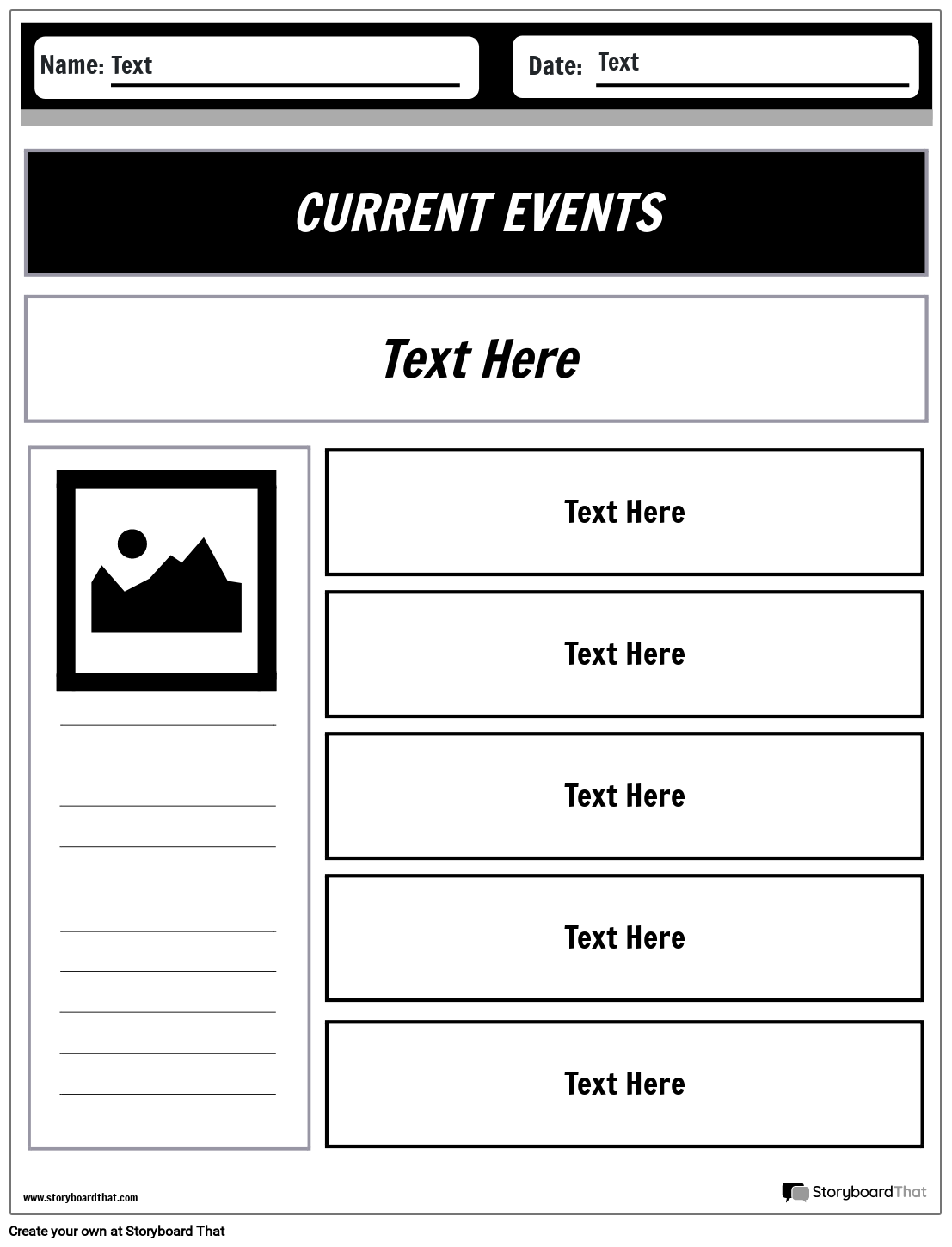 Create Free Current Events Worksheets With Storyboard That Create Free Current Events Worksheets With Storyboard That
