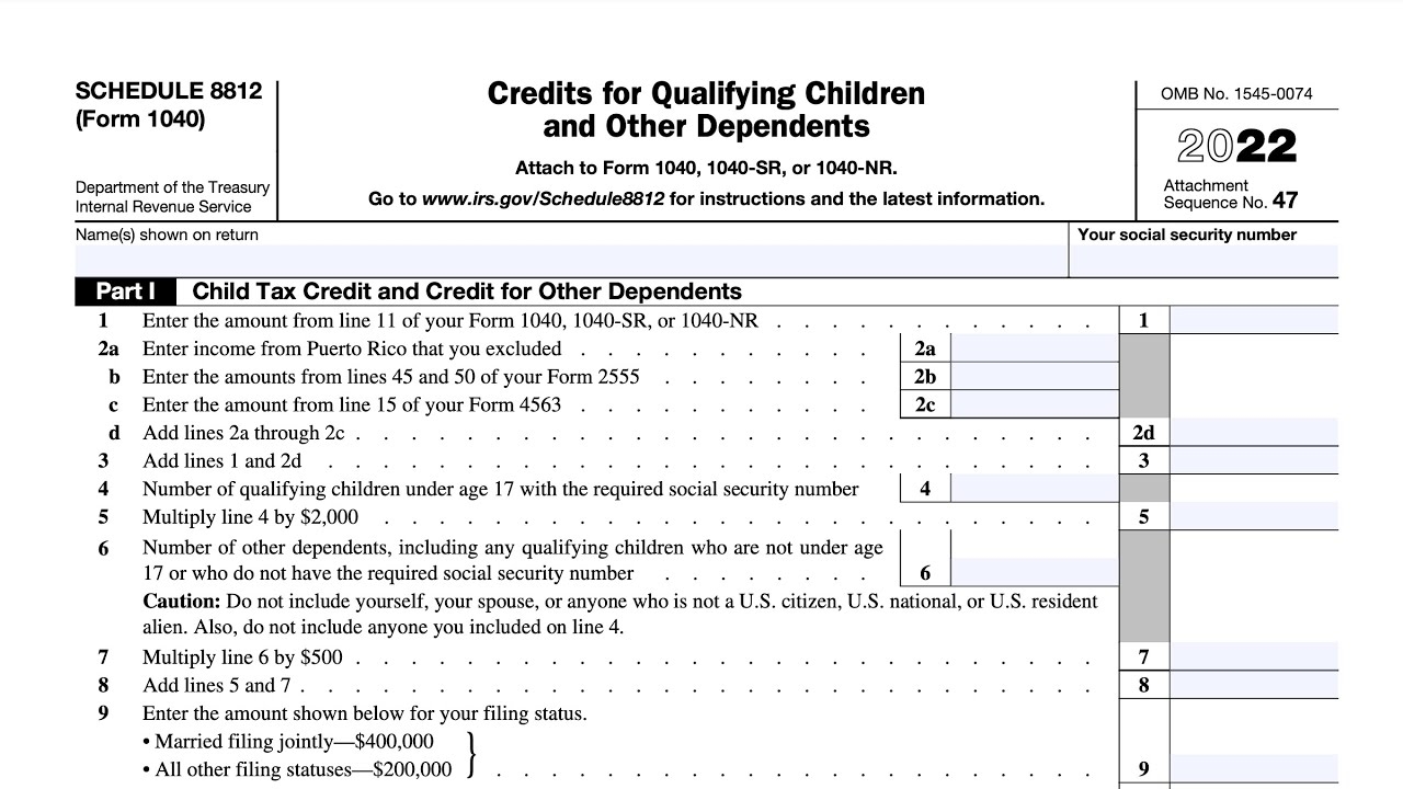 Credit Limit Worksheet A Walkthrough Schedule 8812 YouTube Credit Limit Worksheet A Walkthrough Schedule 8812 YouTube