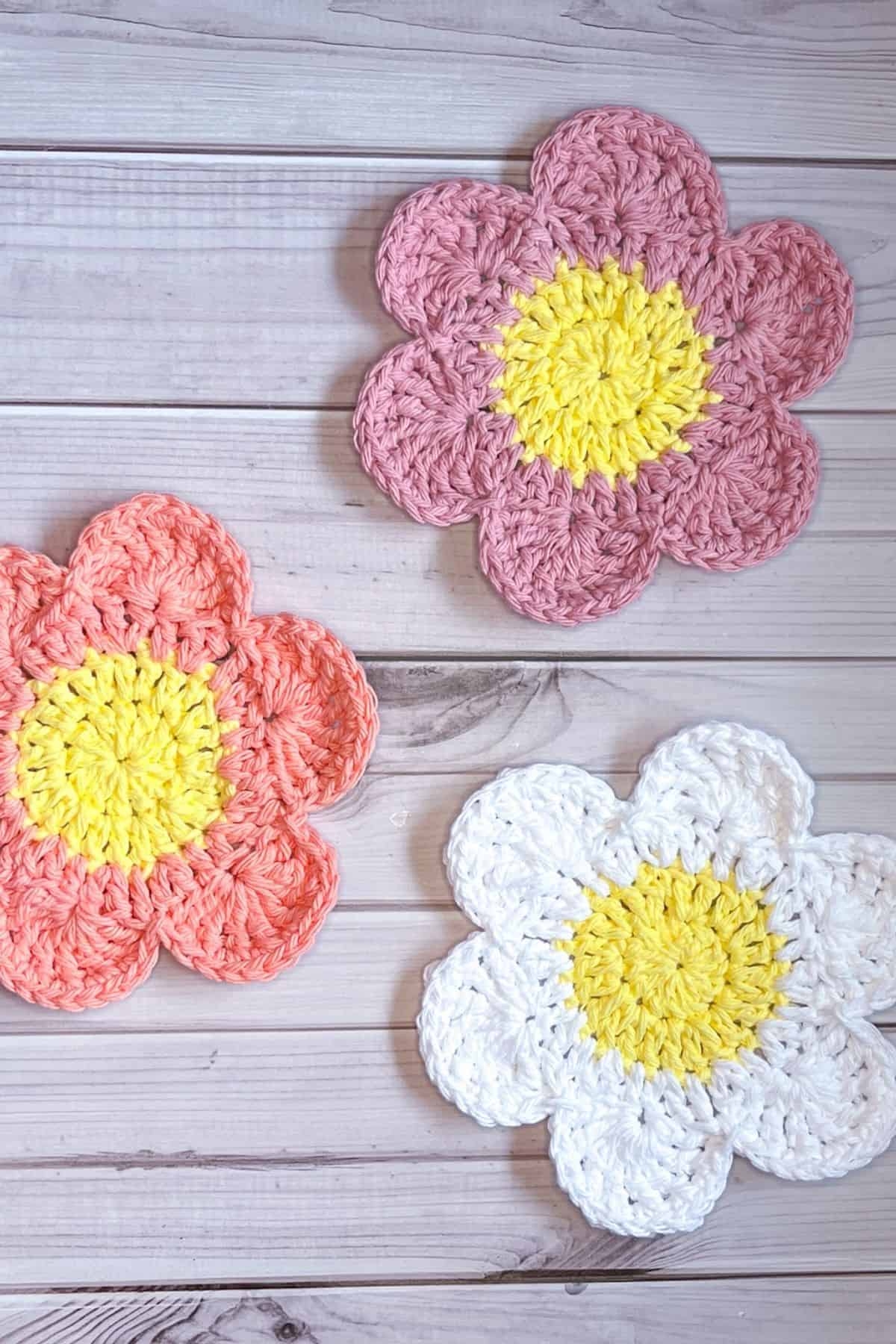Crochet Flower Coaster Pattern With 6 Petals Thecaffeinatedsnail Crochet Flower Coaster Pattern With 6 Petals Thecaffeinatedsnail
