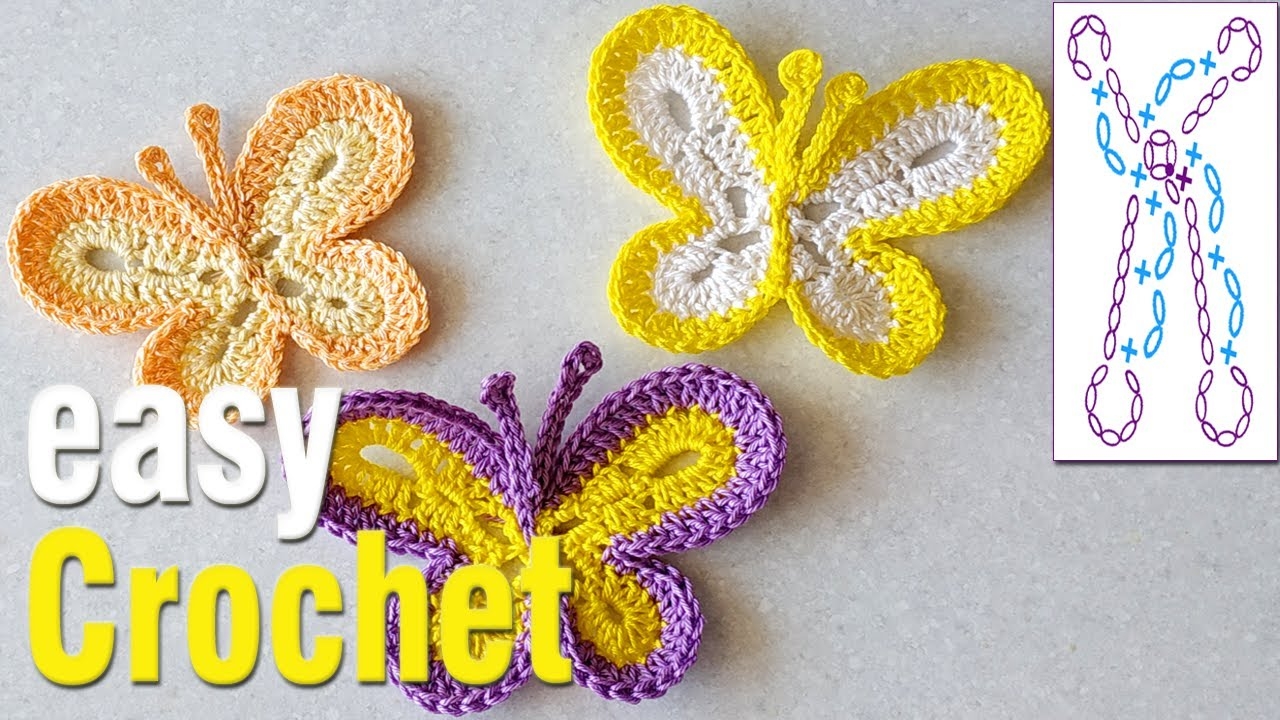 Crochet How To Crochet A Butterfly Free Crochet Butterfly Motif Pattern YouTube