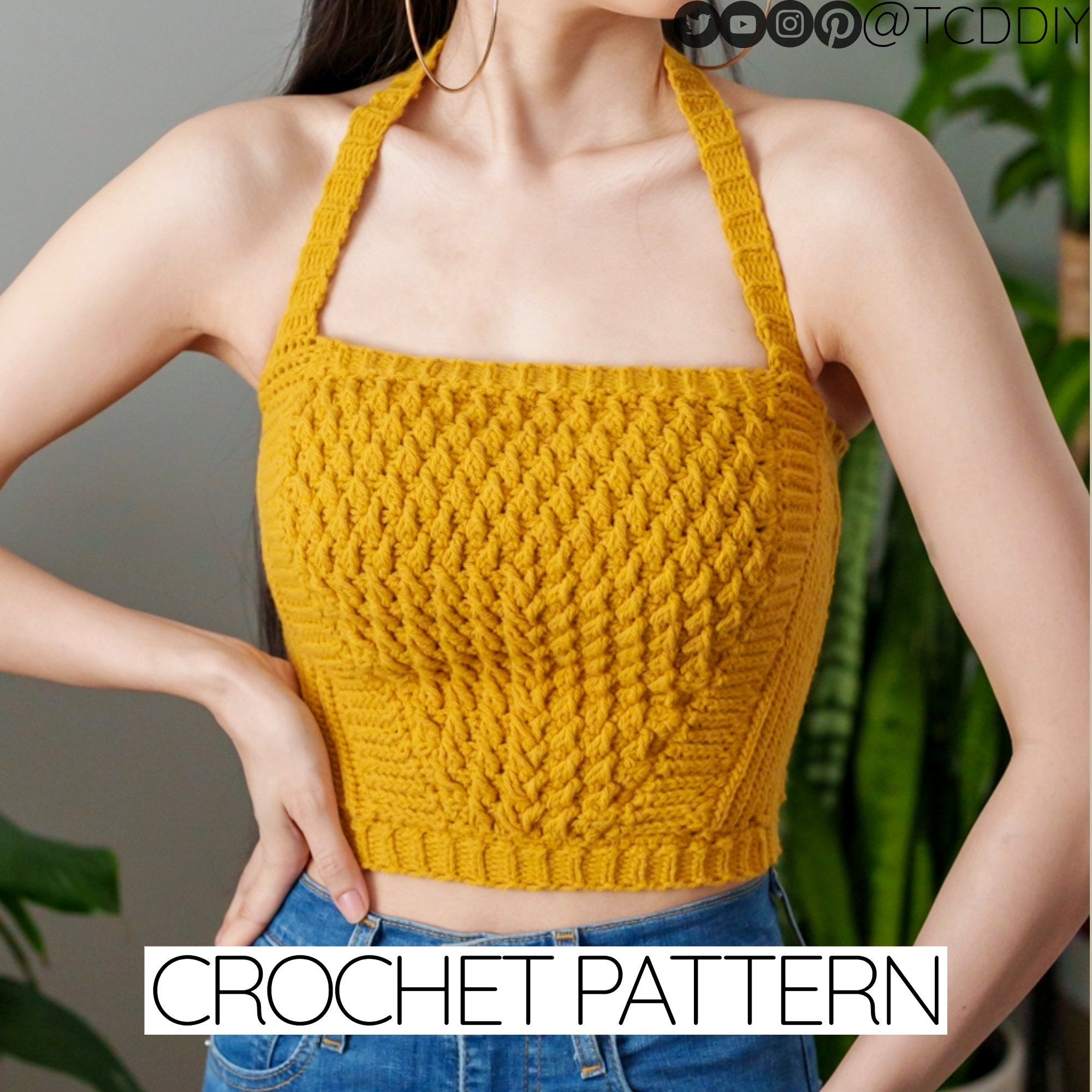Crochet Pattern Cropped Square Neck Halter Top W Alpine Stitch Detail PDF Download Etsy Crochet Pattern Cropped Square Neck Halter Top W Alpine Stitch Detail PDF Download Etsy