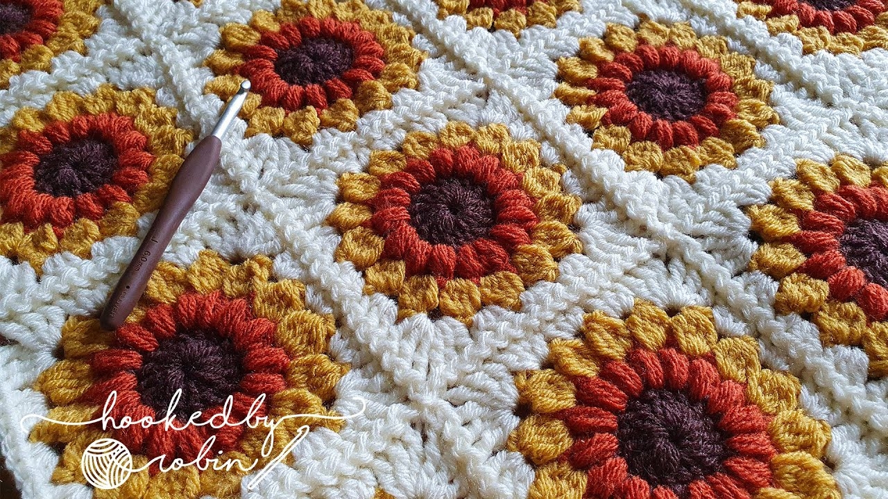 Crochet Sunburst Sunflower Granny Square Tutorial YouTube Crochet Sunburst Sunflower Granny Square Tutorial YouTube