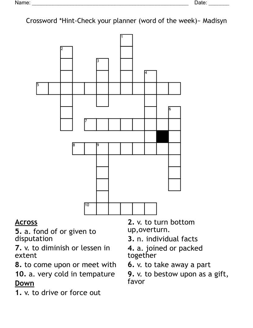 Crossword Hint Check Your Planner word Of The Week Madisyn WordMint Crossword Hint Check Your Planner word Of The Week Madisyn WordMint