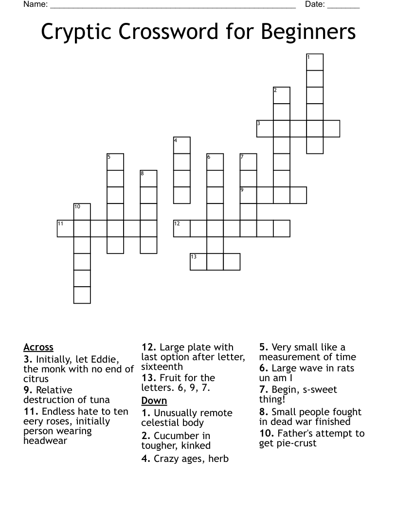 Cryptic Crossword For Beginners WordMint Cryptic Crossword For Beginners WordMint