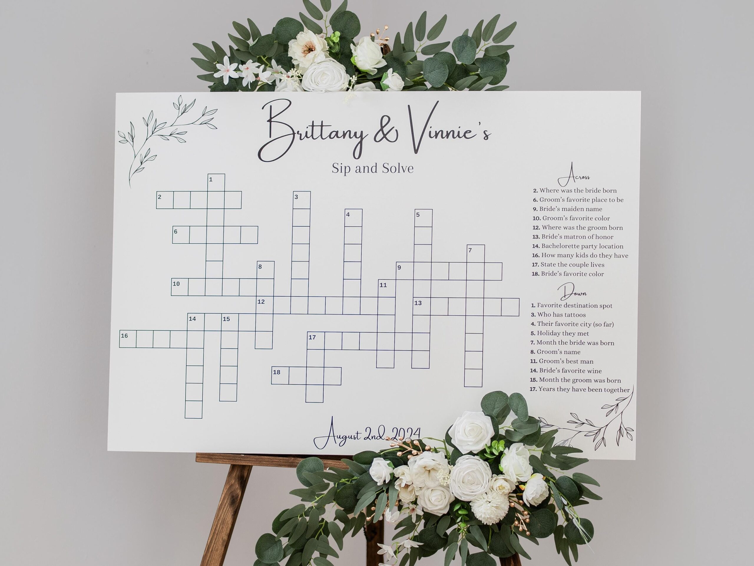 Custom Dry Erase Wedding Crossword Sip And Solve Large Print Shipped Directly To Home Etsy Custom Dry Erase Wedding Crossword Sip And Solve Large Print Shipped Directly To Home Etsy