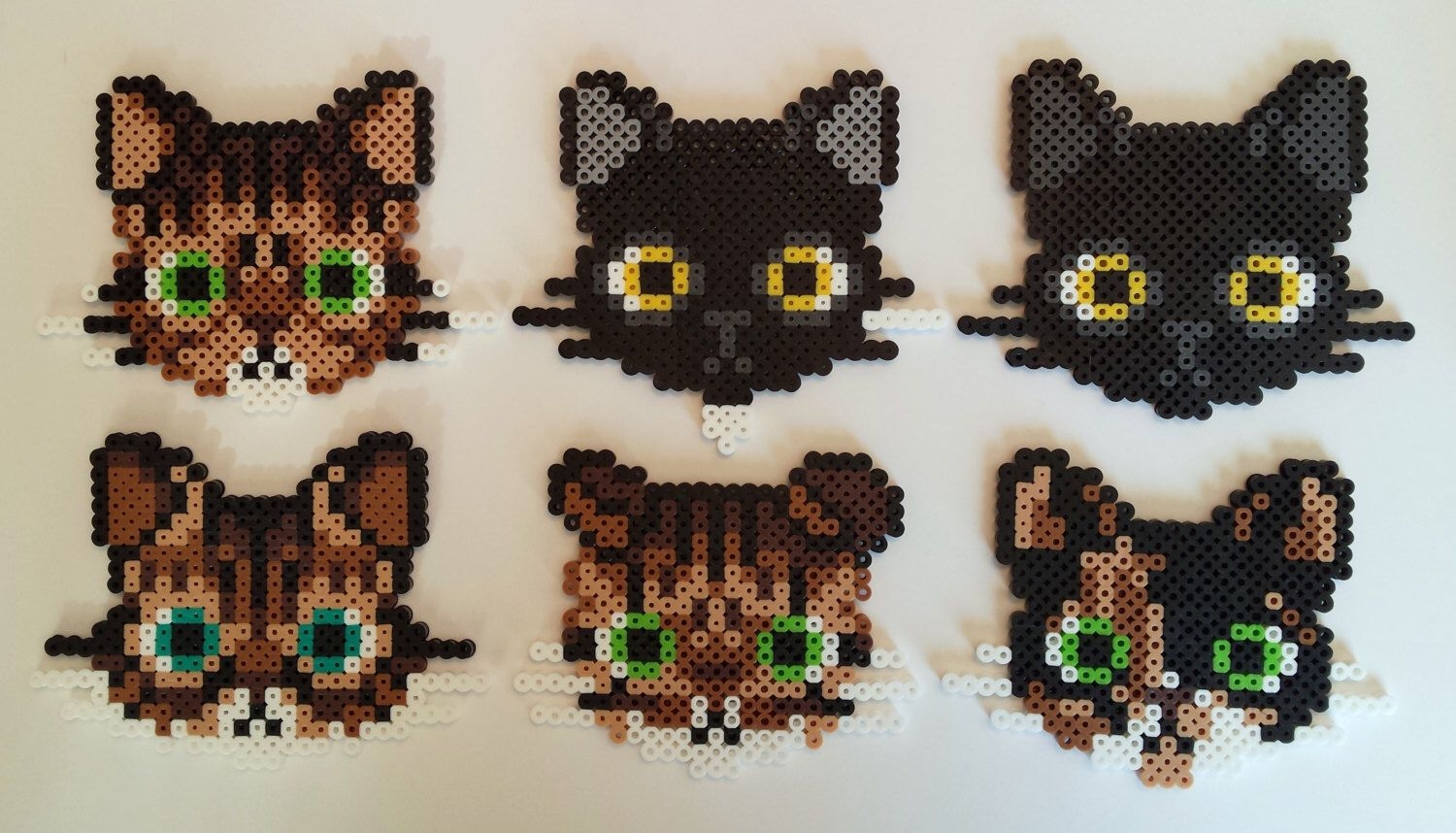 CUSTOM Perler Bead Cat Head Made To Order Magnet Coaster Handmade Art Gifts For Cat Lovers Perler Bead Sprite Art By NappingCatStudios On Etsy Https www etsy listing 217579420 custom perler bead cat head made to