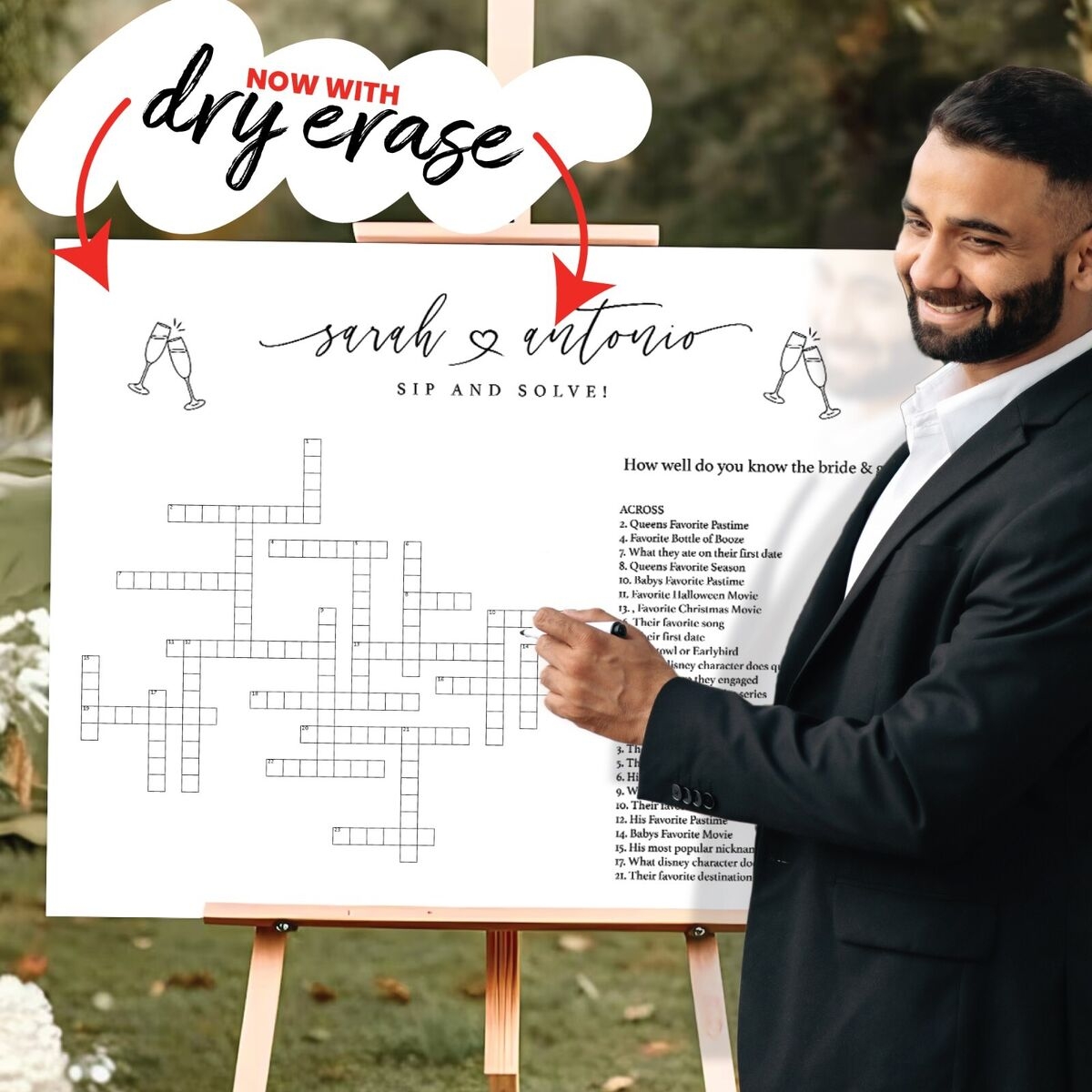 Custom Sip And Solve Wedding Crossword Game On Dry Erase Board Boho Wedding Game EBay Custom Sip And Solve Wedding Crossword Game On Dry Erase Board Boho Wedding Game EBay