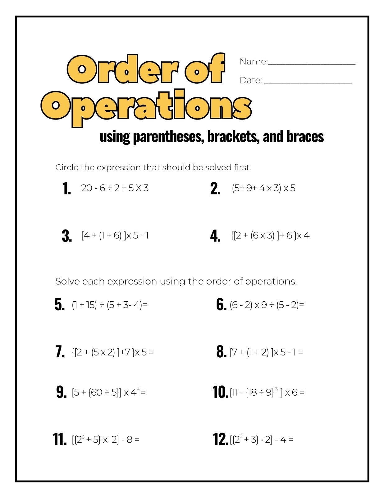 Customize 16 Order Of Operations Worksheets Templates Online Canva Customize 16 Order Of Operations Worksheets Templates Online Canva