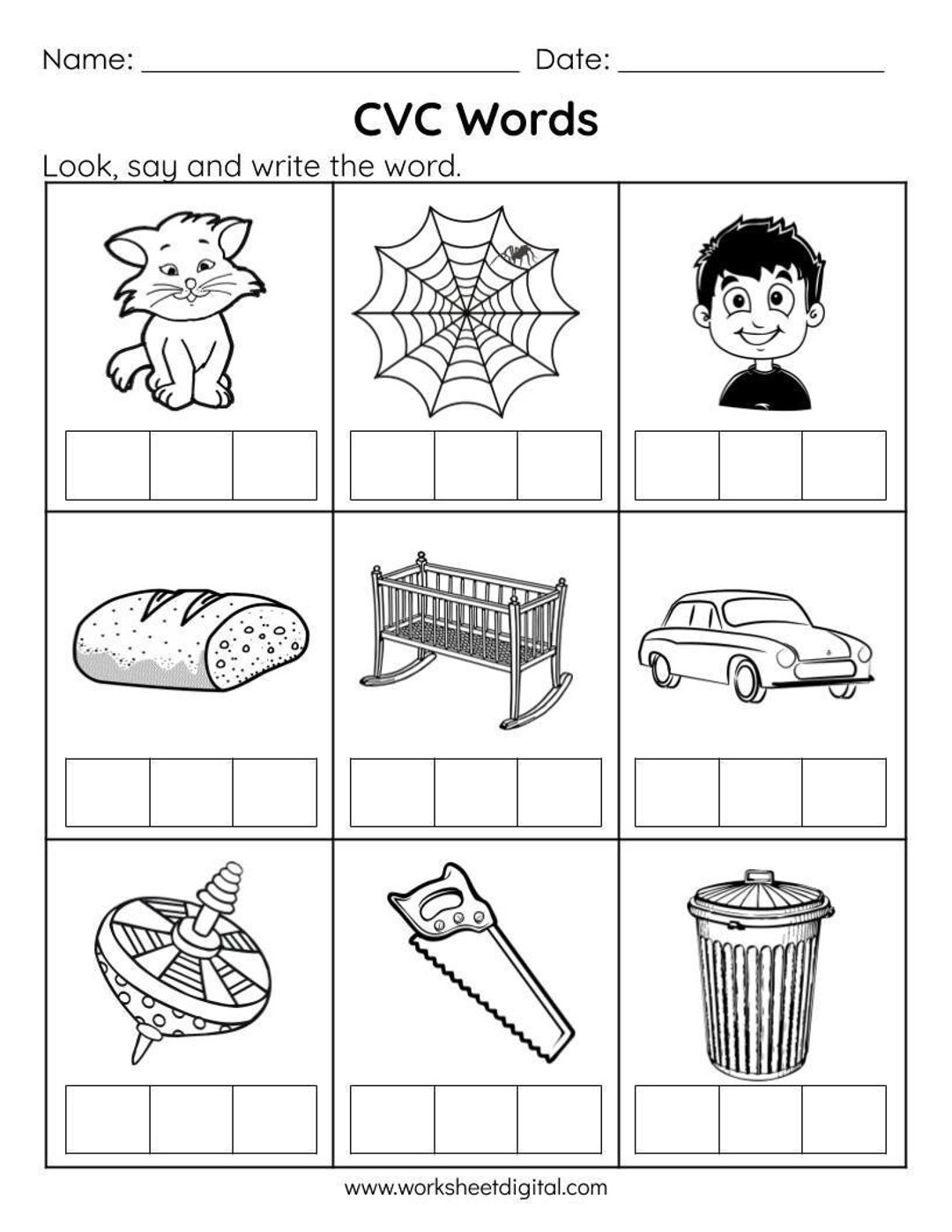 cvc worksheets for kindergarten