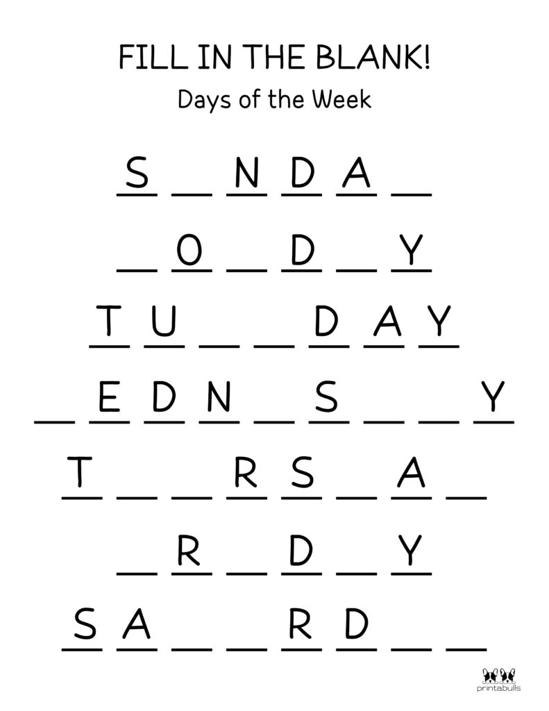 Days Of The Week Worksheets Printables 50 Free Pages Printabulls Days Of The Week Worksheets Printables 50 Free Pages Printabulls