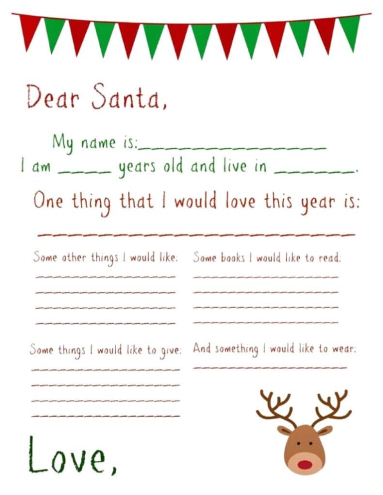 Dear Santa Letter Free Printable Fill In Template