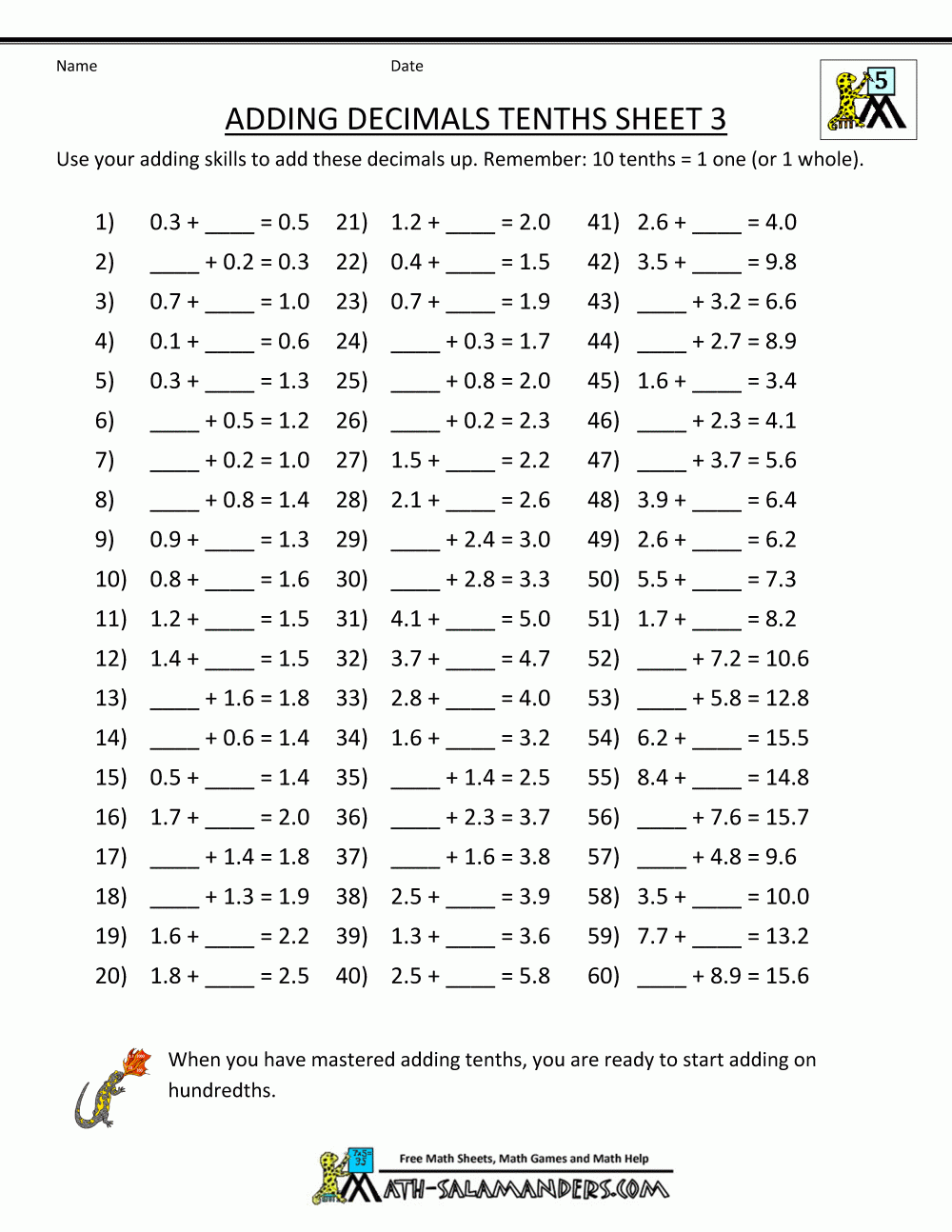 Decimal Addition Worksheets 5th Grade Decimal Addition Worksheets 5th Grade