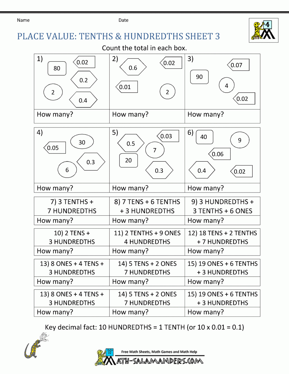 Decimal Place Value Worksheets 4th Grade Decimal Place Value Worksheets 4th Grade