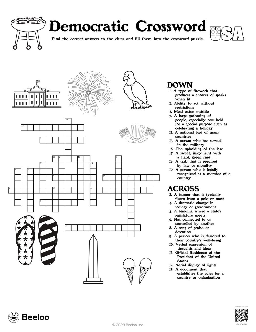 Democratic Crossword Beeloo Printable Crafts And Activities For Kids Democratic Crossword Beeloo Printable Crafts And Activities For Kids